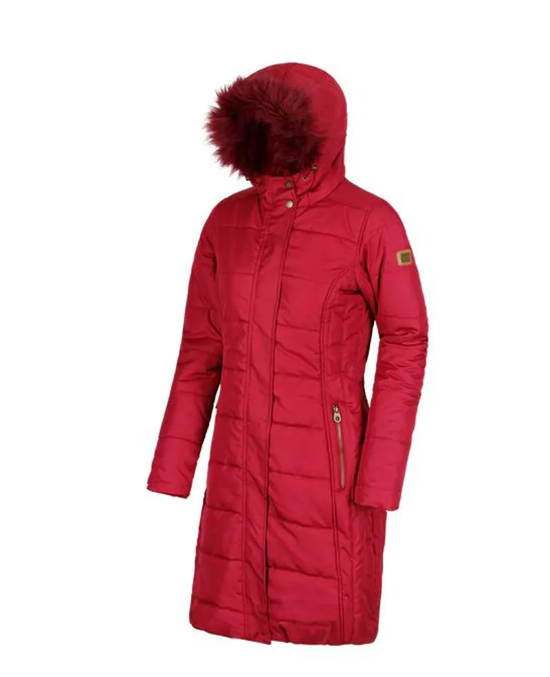 Regatta Women's Fermina II Long Baffle Parka in Delhi Red-1